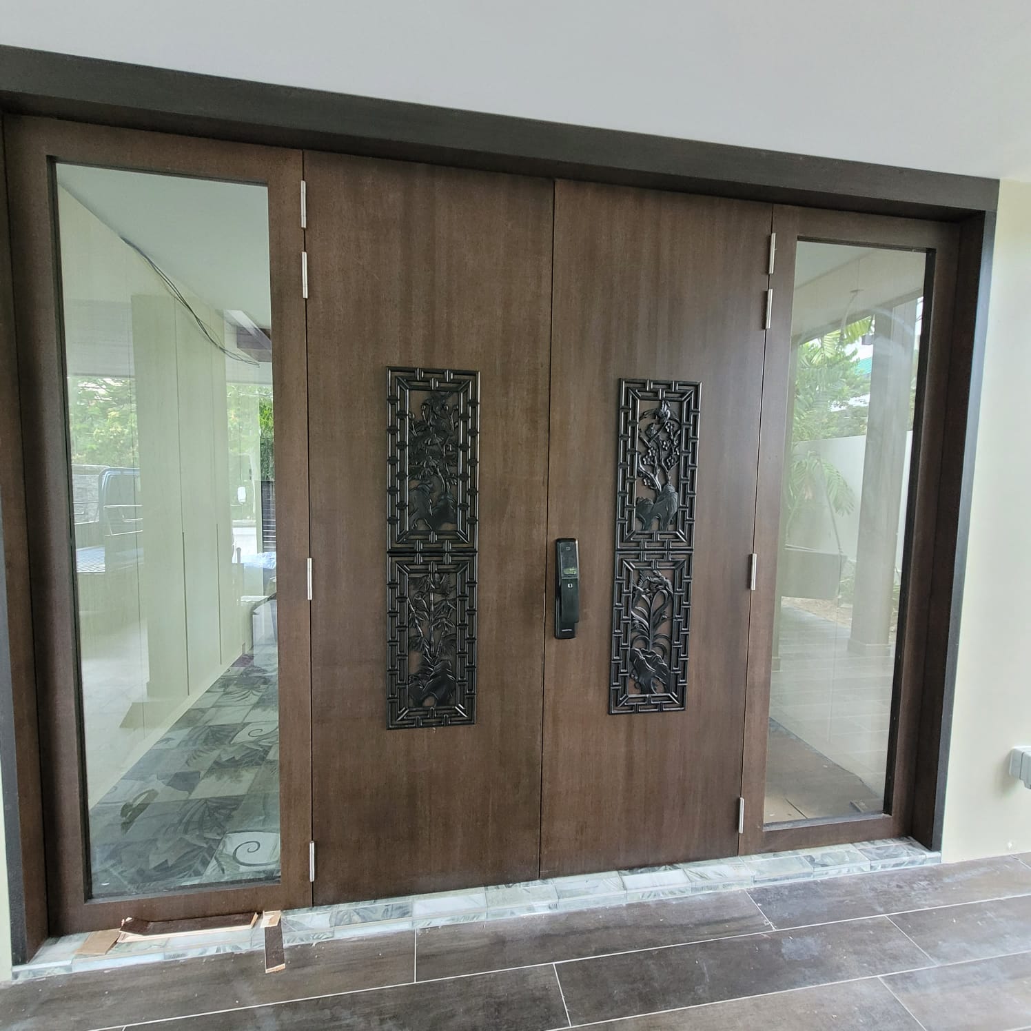 Igloohome push pull mortise installed on landed doors