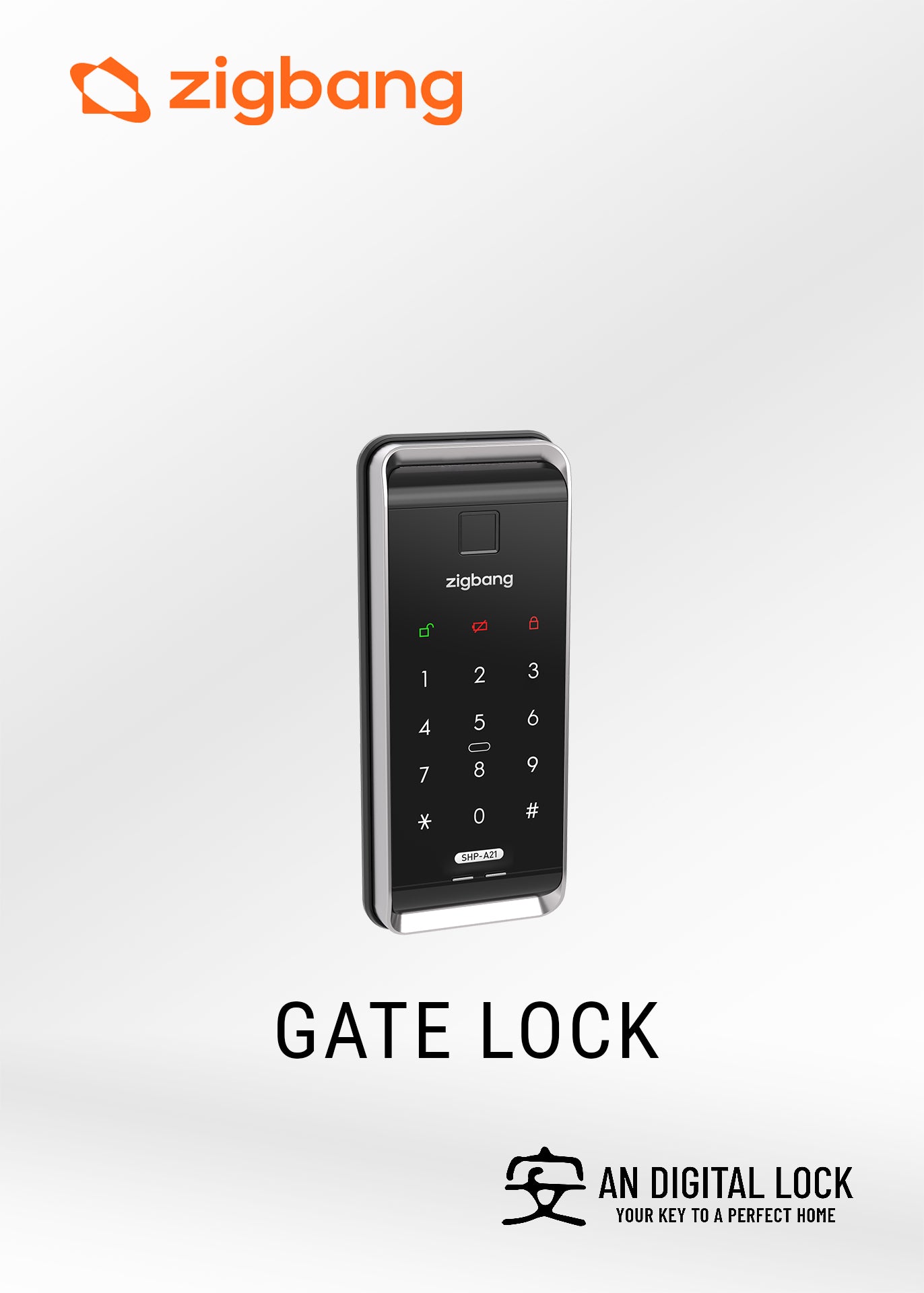Zigbang SHP-P52 Digital Door Lock + SHP-A21 Digital Gate Lock Zigbang
