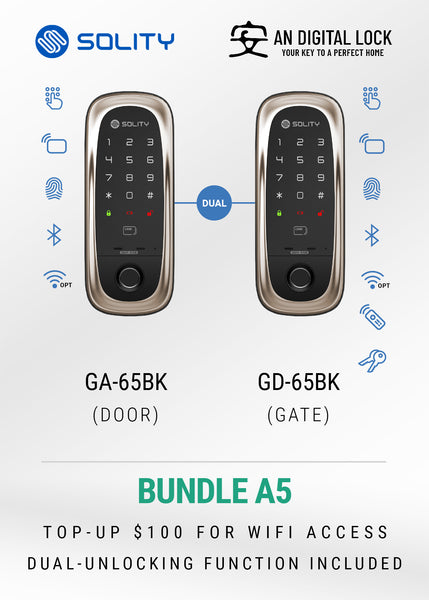 Bundle A5: SOLITY GA-65BK Door Lock + GD-65BK Gate Lock