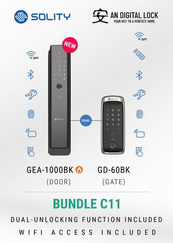 Bundle C11: SOLITY GEA-1000BK Door Lock + SOLITY GD-60BK Gate Lock